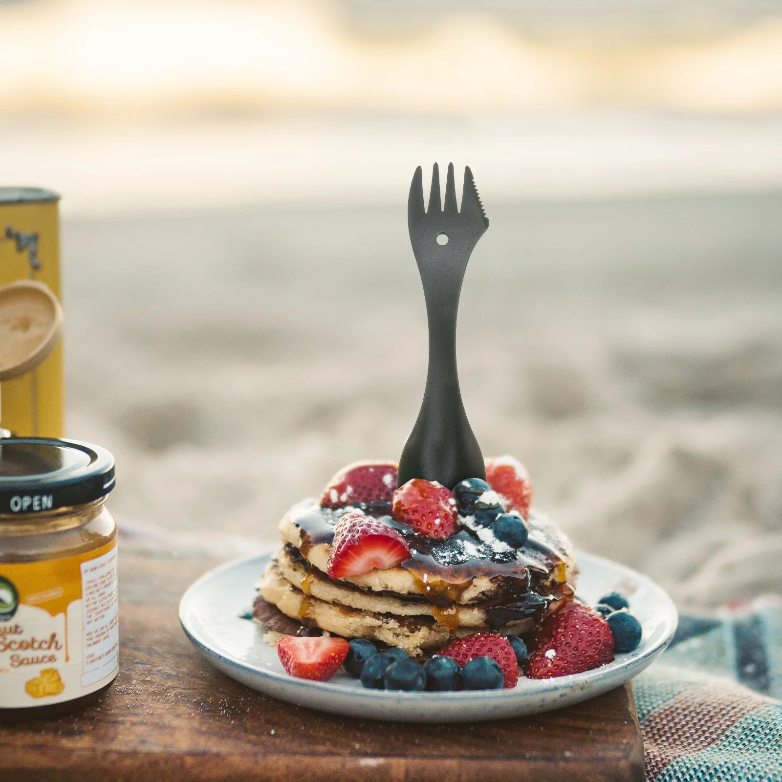 6 pçs plástico 3-em-1 talheres garfo colher cortador multi-funcional acampamento ao ar livre piquenique caminhadas portátil durável eco-amigável