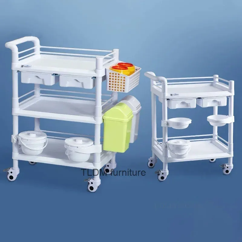 ABS Plastic Multi-layer Trolley Equipment Operating Room Trolley Medical Hospital Instrument Trolley Mobile Silent Caster Cart Z