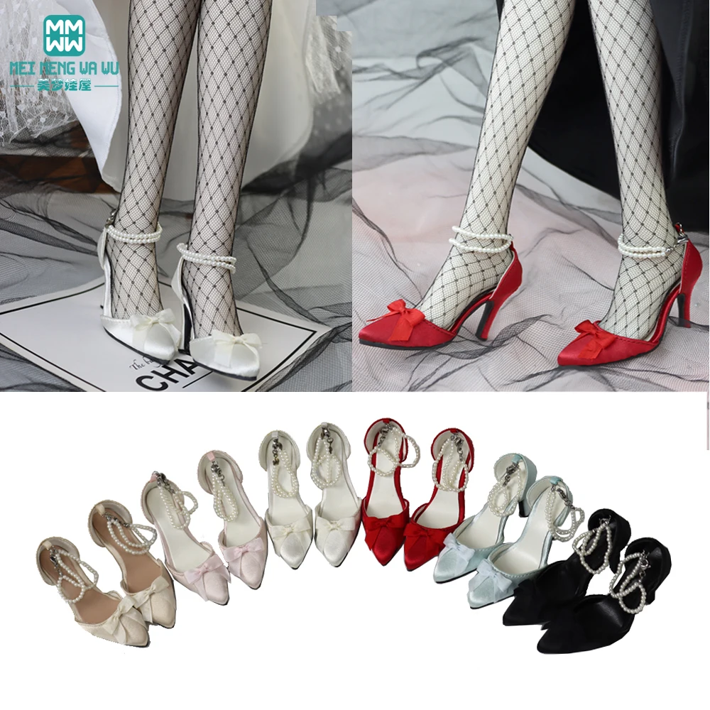 7.5cm BJD Doll shoes fit 1/3 BJD SD DD doll Fashion Pearl chain pointed scalp shoes girls gift