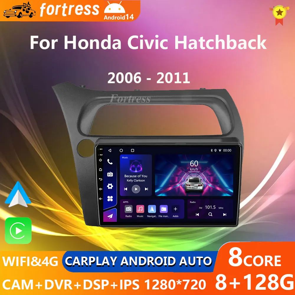 

For Honda Civic Hatchback 2006-2011 Android 12 Car Radio Multimedia Video Navigation 2 Din Stereo DVD Head Unit Speaker Carplay