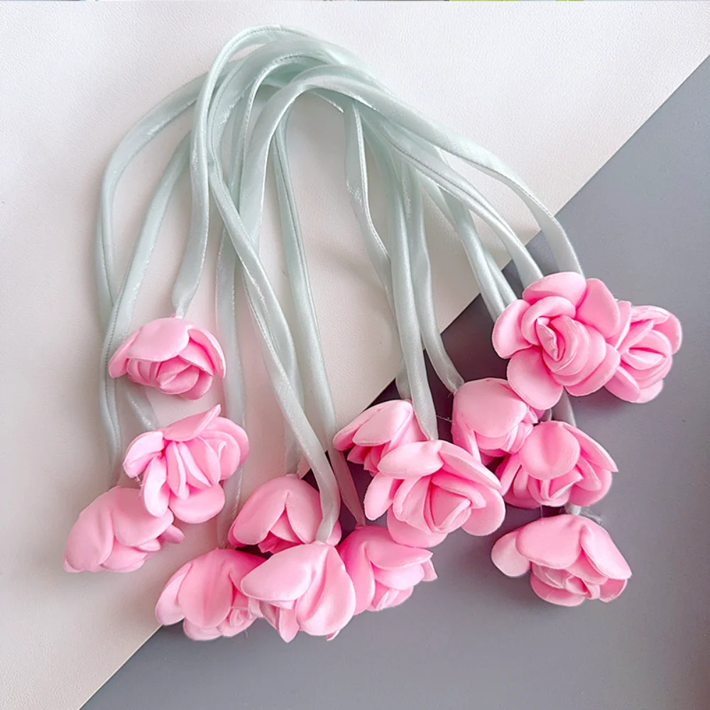 1pc 패브릭 더블 엔드 백합 꽃 새싹 꽃 장식 패치 DIY 스커트 옷 배낭 펜던트 수제 액세서리