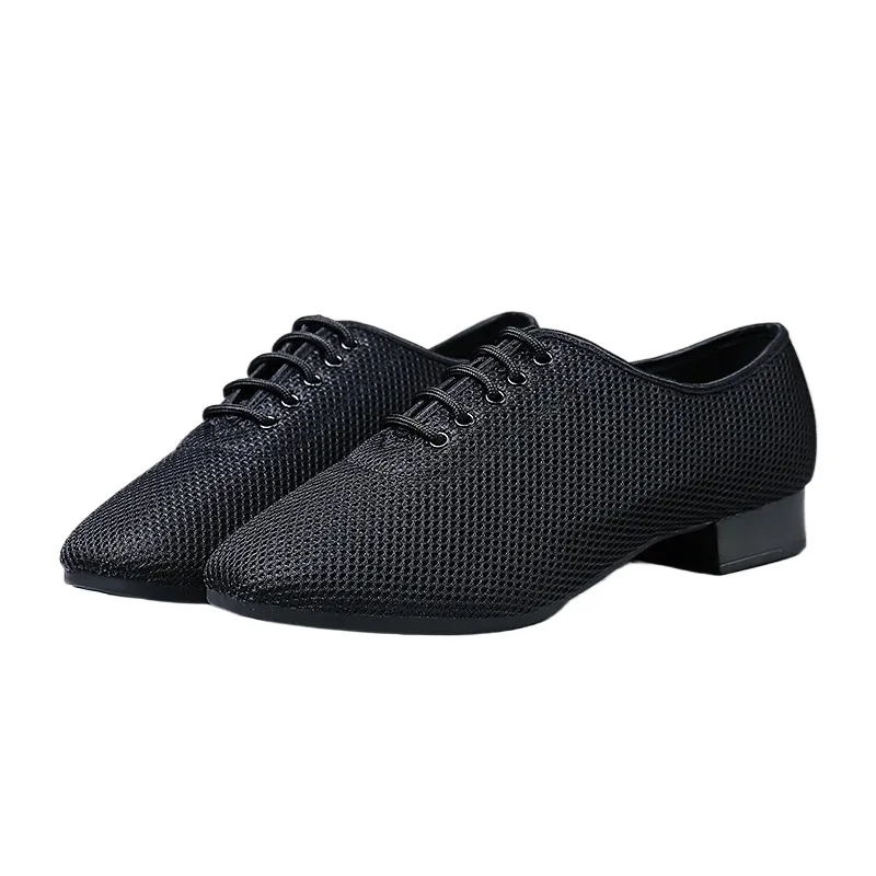 Sapatos de dança quadrados ao ar livre para homens, sapatos de dança de salão masculinos modernos de malha com sola macia e rede completa