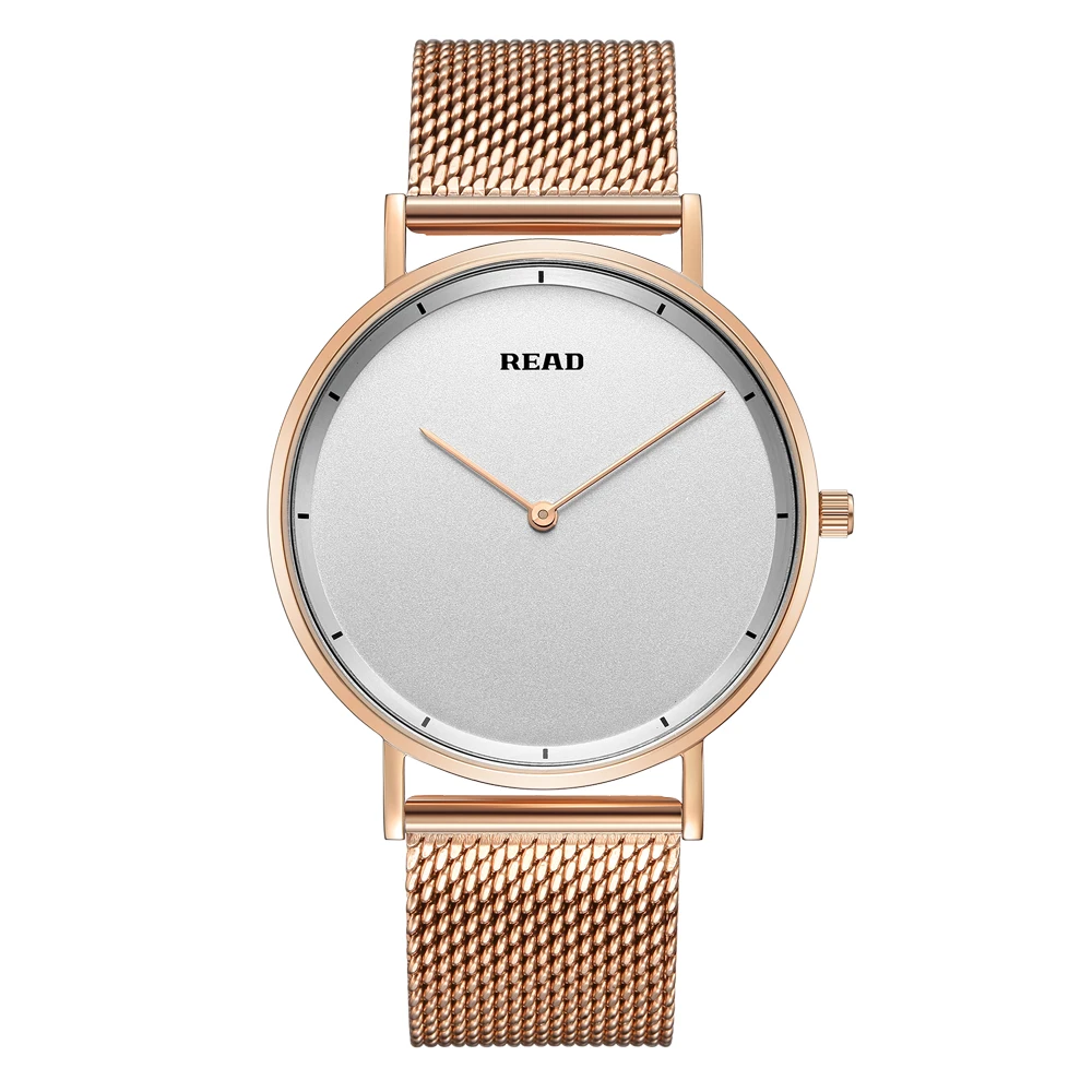 READ Minimalist Quartz Watch | Rose Gold Mesh Steel Strap | Roman Numeral Dial | High Hardness Glass | 3ATM Waterproof