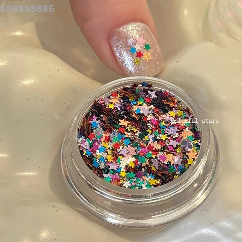 Mini barattolo scintillante stella glitter per unghie pentagramma design carino fai da te decorazione per unghie artistiche accessori essenziali per salone