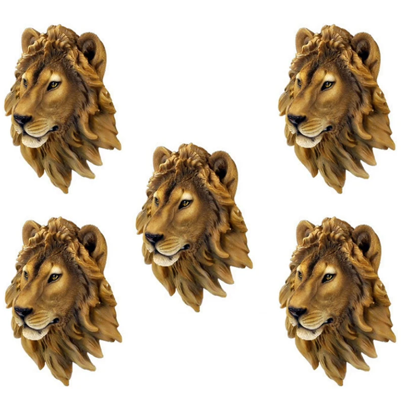 

5X Wall Decoration Bar Wine Cellar Lion Head Simulation Sculpture Creative Decor Resin Craft Beast Head Wall Statue