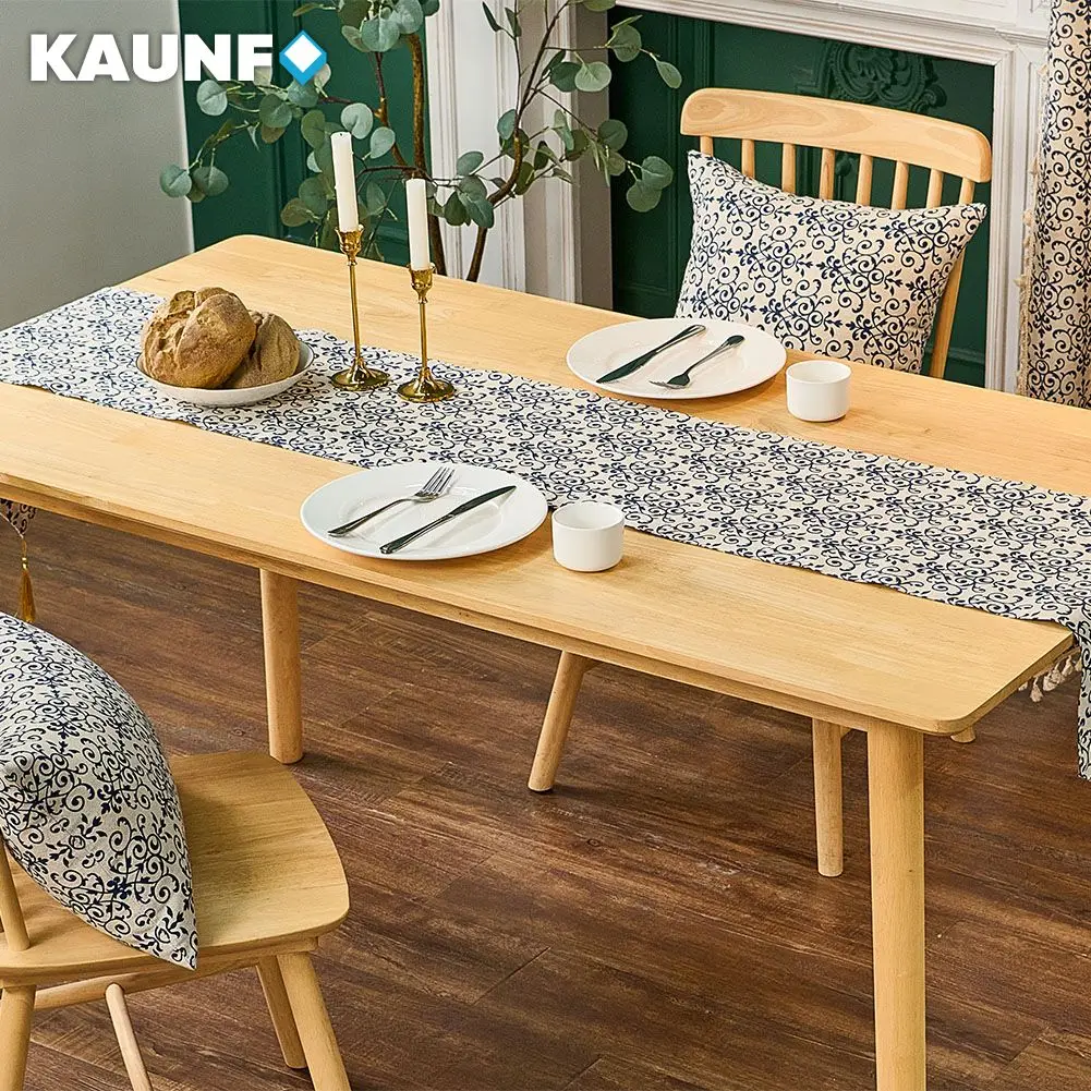 

KAUNFO Linen Tablecloth Table Runner Tassel Decor for Kitchen Dining Room Party Holiday Decoration 1PC
