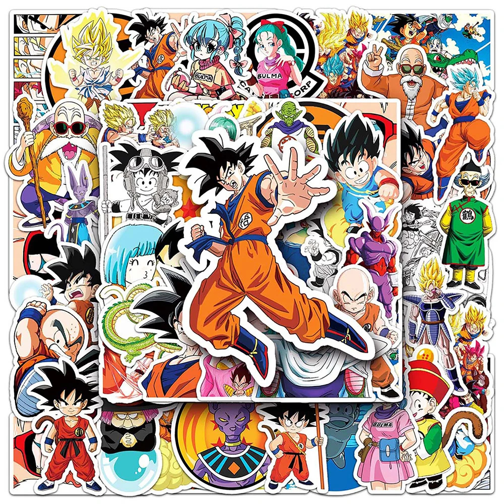 10/30/50 Uds. Pegatinas Clásicas de Anime Dragon Ball Z para Niños, Calcomanías para Laptop, Refrigerador, Super Saiyan Son Goku