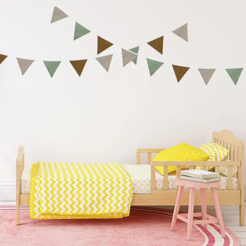 Pennant Banner Flags Nursery Bunting Banner Flags Washable Cotton Fabric Triangle Pennant Garlands for Living Room and Bedroom view 4