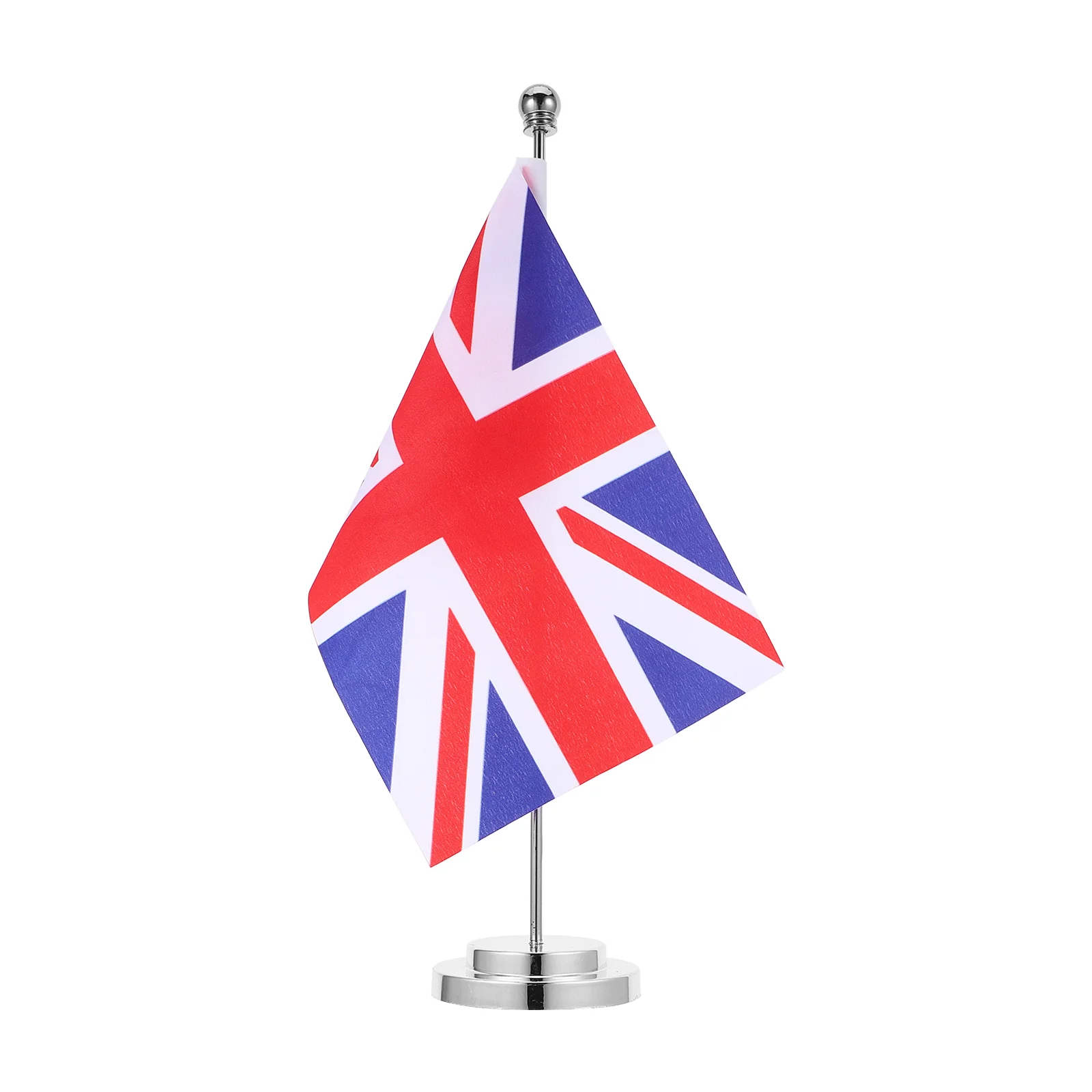 

3D Kingdom Desk Flag With Stand Small British Office Decor Union Jack Banner Sturdy Silver Pole Home Decorations