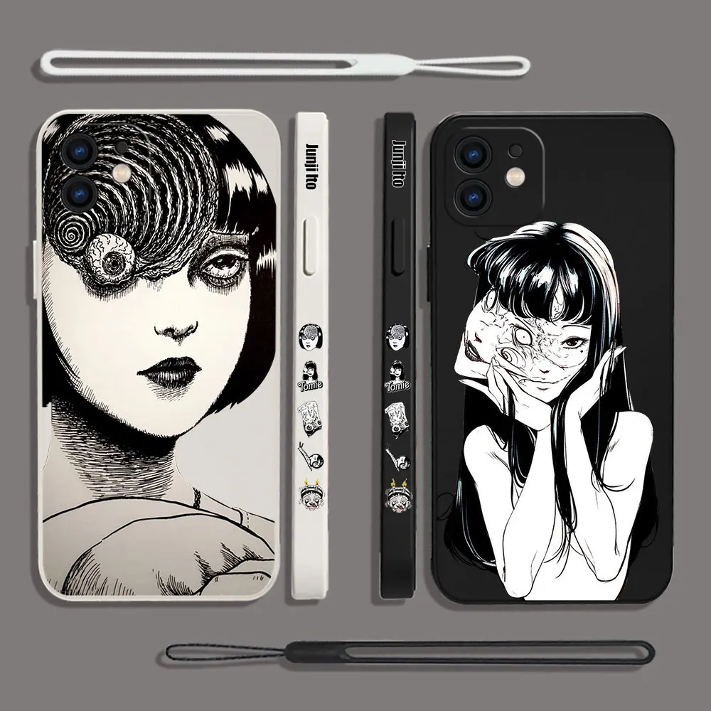 Junji Ito Terror Horror Phone Case For iPhone 15 14 13 12 11 Pro Max Mini X XR XSMAX SE 8 7 6S Plus Soft Liquid Silicone Cover