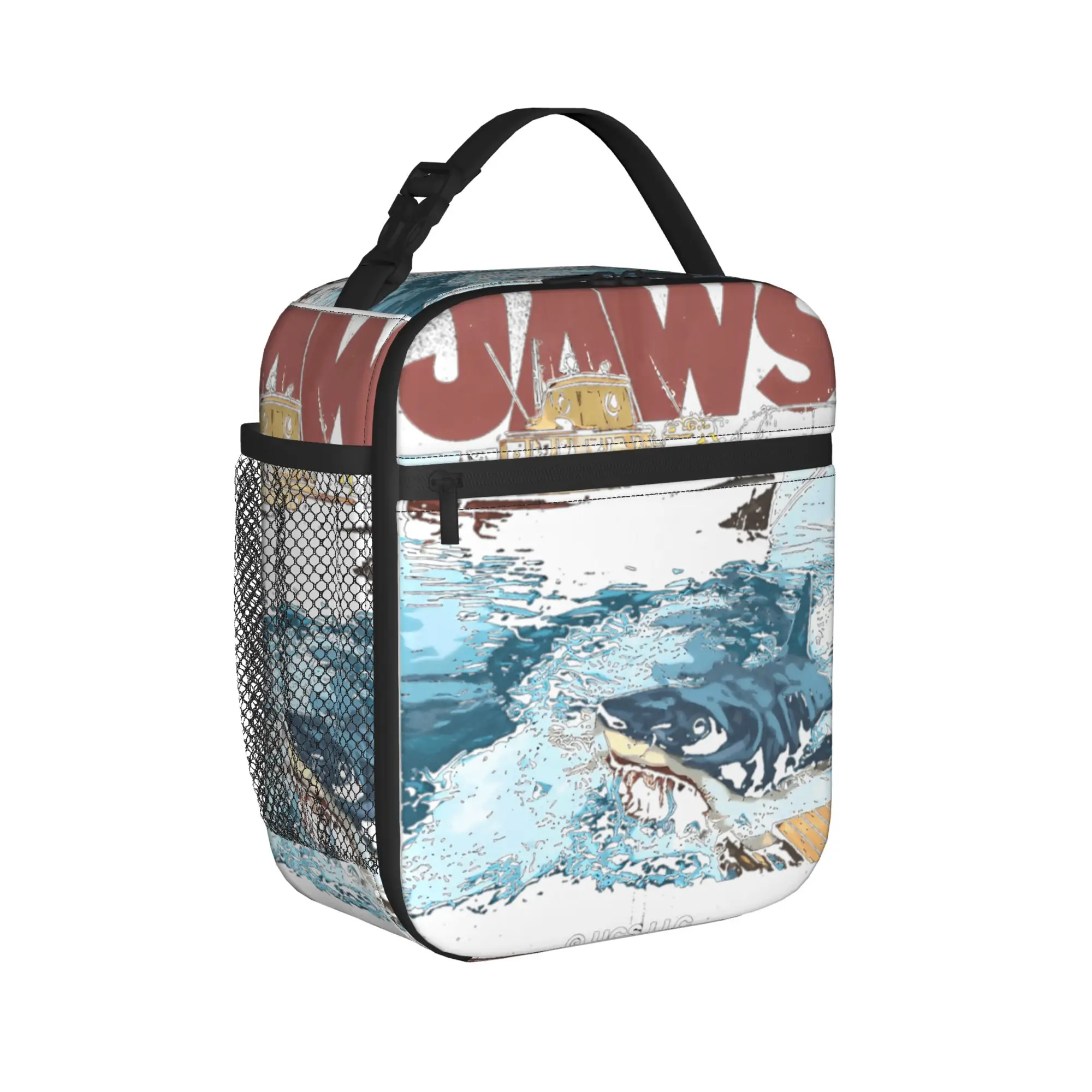 Jaws movie poster Lunch Bag Office Portable Zipper Tote Food Bags For Child  Waterproof Print Cooler Bag