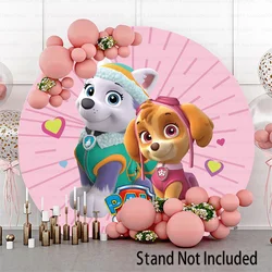 Princess Skye Everest Pink Paw Patrol Dog Girls Round Backdrop Marshall Chase  Boys Birthday Party Baby Shower Background Banner