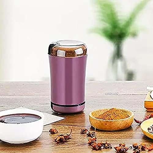 Molinillo de café eléctrico automático con hoja inoxidable, molinillo de especias portátil con Control de un solo toque y tapa transparente