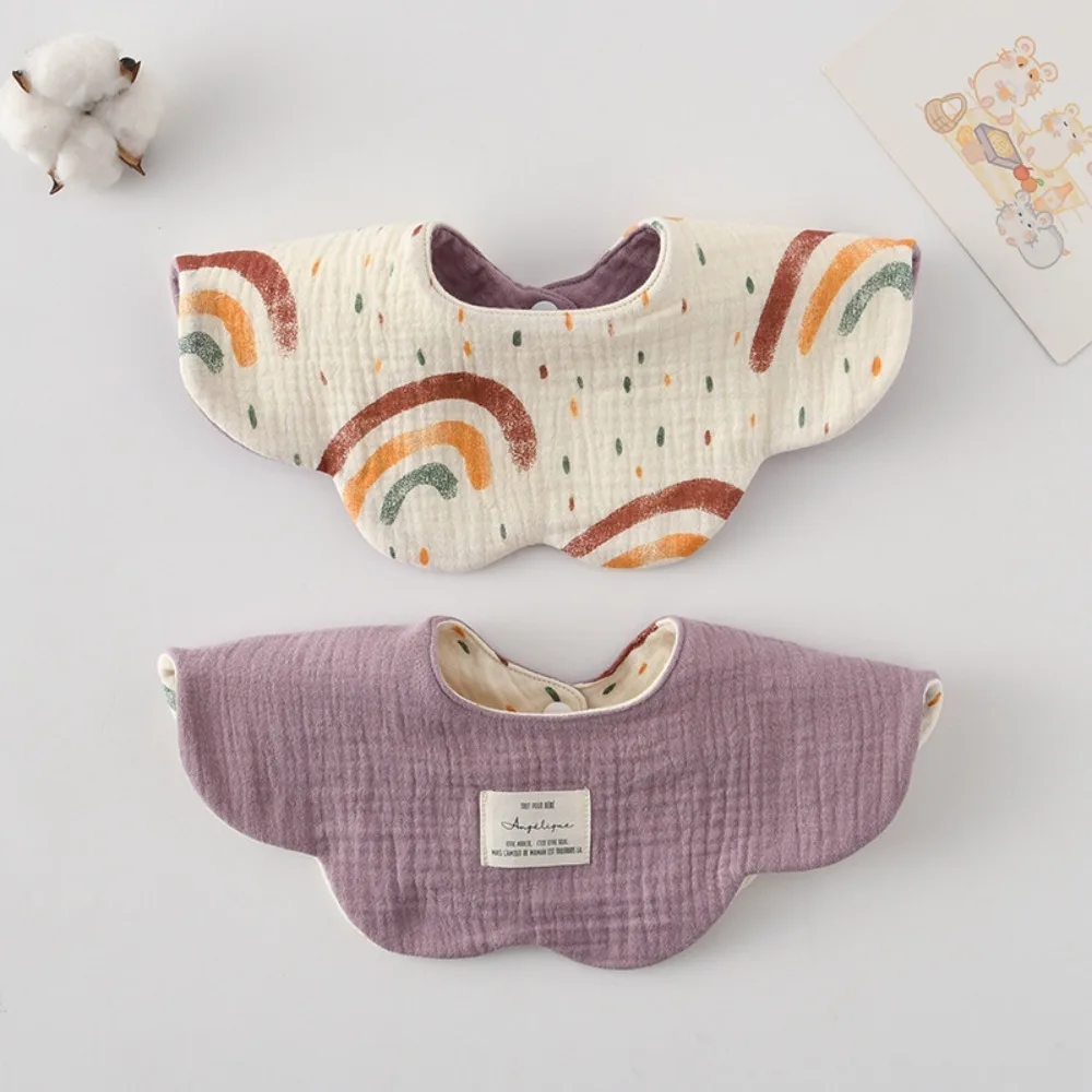 

New Two-sided Usable Baby Feeding Bib Pure Cotton Gauze Pacifier Saliva Towel Breathable Petal Bib For Kids