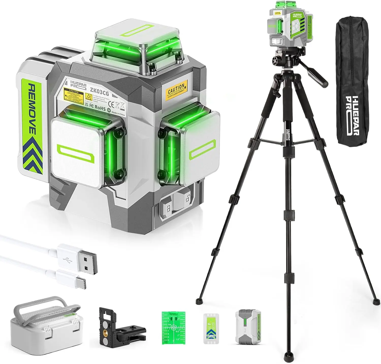 

360° Self-Leveling Green Laser Level with 50' Tripod, 8000mAh Battery & Magnetic Bracket