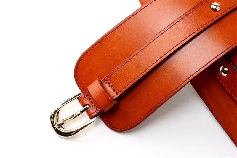 Women's Vintage First Layer Cowhide Leather High Quality Belt with Skirt Coat Elastic Belt