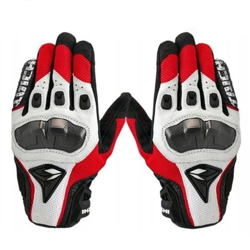 Men's Touchscreen Motorcycle Gloves Leather Breathable Spring Summer Motorcycle Road Driving Protective Gloves 4 Colors 3 Sizes