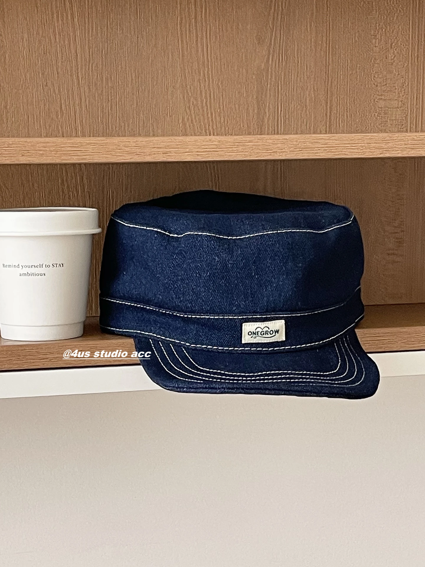 

New Flat Top Duckbill Cap for Women, Vintage Denim Hat, Large Head Circumference, Versatile Rider Hat