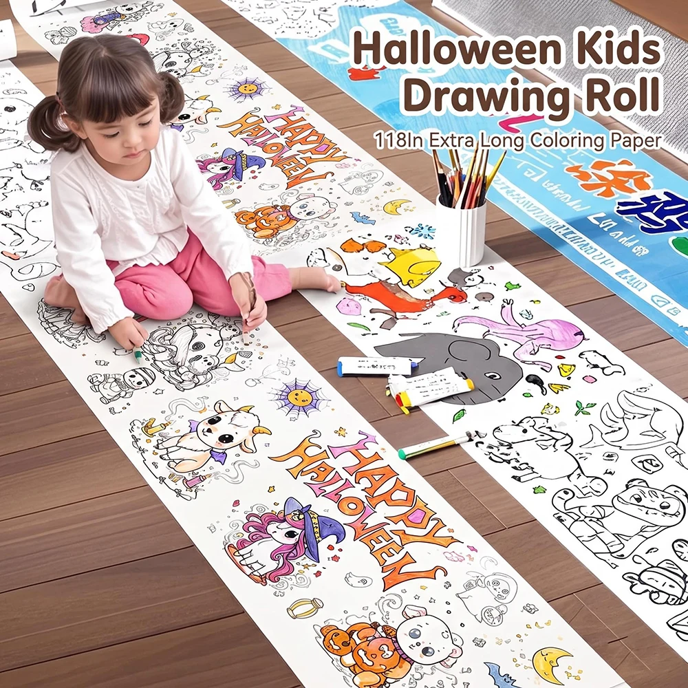 Halloween Art Graffiti Scroll, Graffiti Drawing Paper, 3m Long Graffiti Scrolls - Unleash Imagination through Drawing, Cultivate Creativity, and Develop Fine Motor Skills.