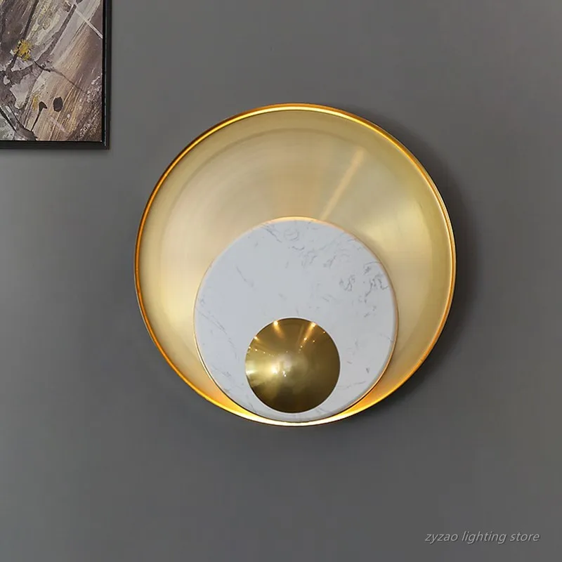 

Modern Home Decor Marble Plated Wall Lamp Indoor Living Room Bedside Lamp Bedroom Simple Style Art Decor Light Fixture