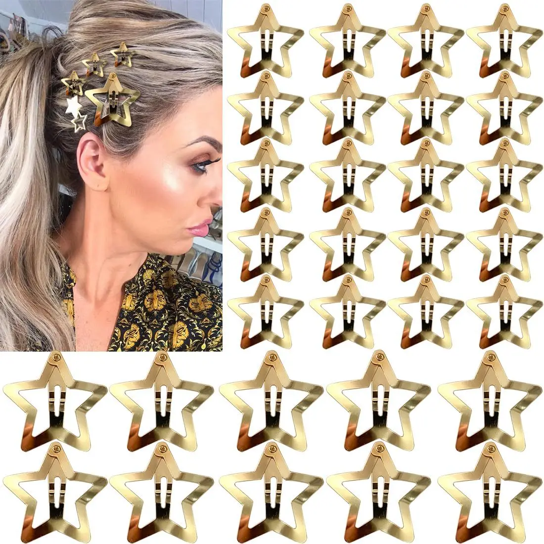 Y2K Star Bobby Pin Set (10/20/50 Stück), tägliches, vielseitiges Party-Design, einfach und exquisit, sicher getragen, ohne das Haar zu beschädigen – Detail 6