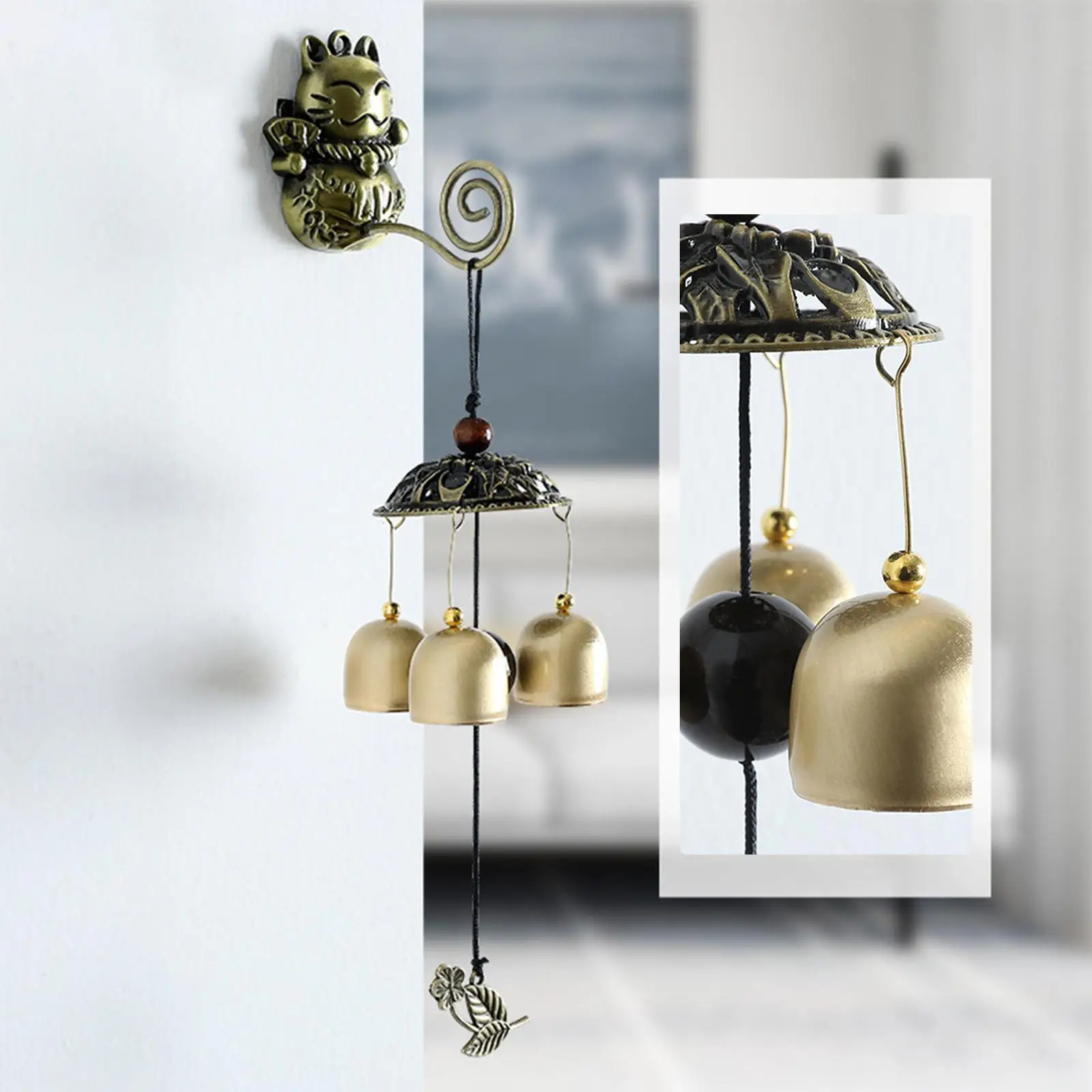 Wind Chimes Wall Hanging Manual Doorbell Metal Bell Windchime for Front Entrance Store Reminder Home Indoor Outdoor Ornament