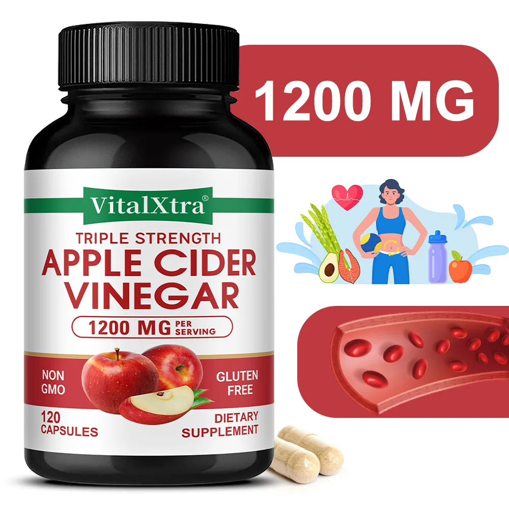 

Apple Cider Vinegar Capsules - 1200 Mg, 120 Capsules, High Potency, Non-GMO, Gluten-Free Supplement
