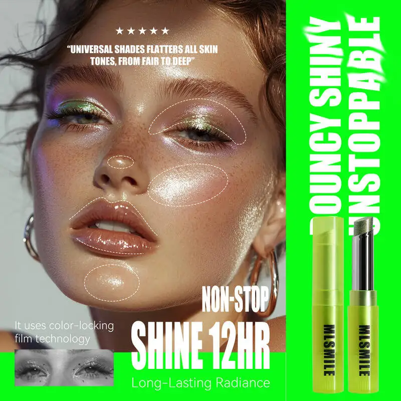 อายแชโดว์เจลลี่เนื้อวิ้งประกาย MLSMILE สำหรับผู้หญิง 7 สี ชิมเมอร์วิ้งวับ 3 มิติ ไฮไลท์เตอร์แบบแท่งสำหรับฮาโลวีน รุ่นใหม่ปี 2025