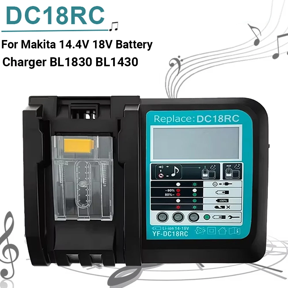 Die Neueste Version des Lithium-Ionen-Akkuladegeräts DC18RC für Makita 14,4V 18V BL1830 BL1430 DC18RA Elektrowerkzeug – Detail 3