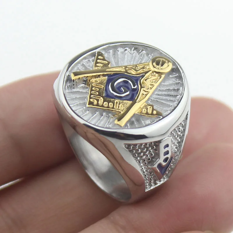 Mens Freemasonry Stainless Steel Band Masonic Ring FreeMason For men