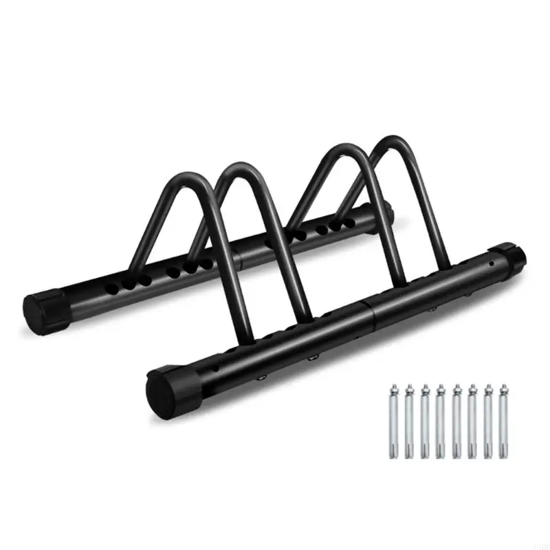 C4DE Adjustable Bike Floor Stand Parking Rack Freestanding Bike Stand Two Bike Storage Organizers for Garage Parking