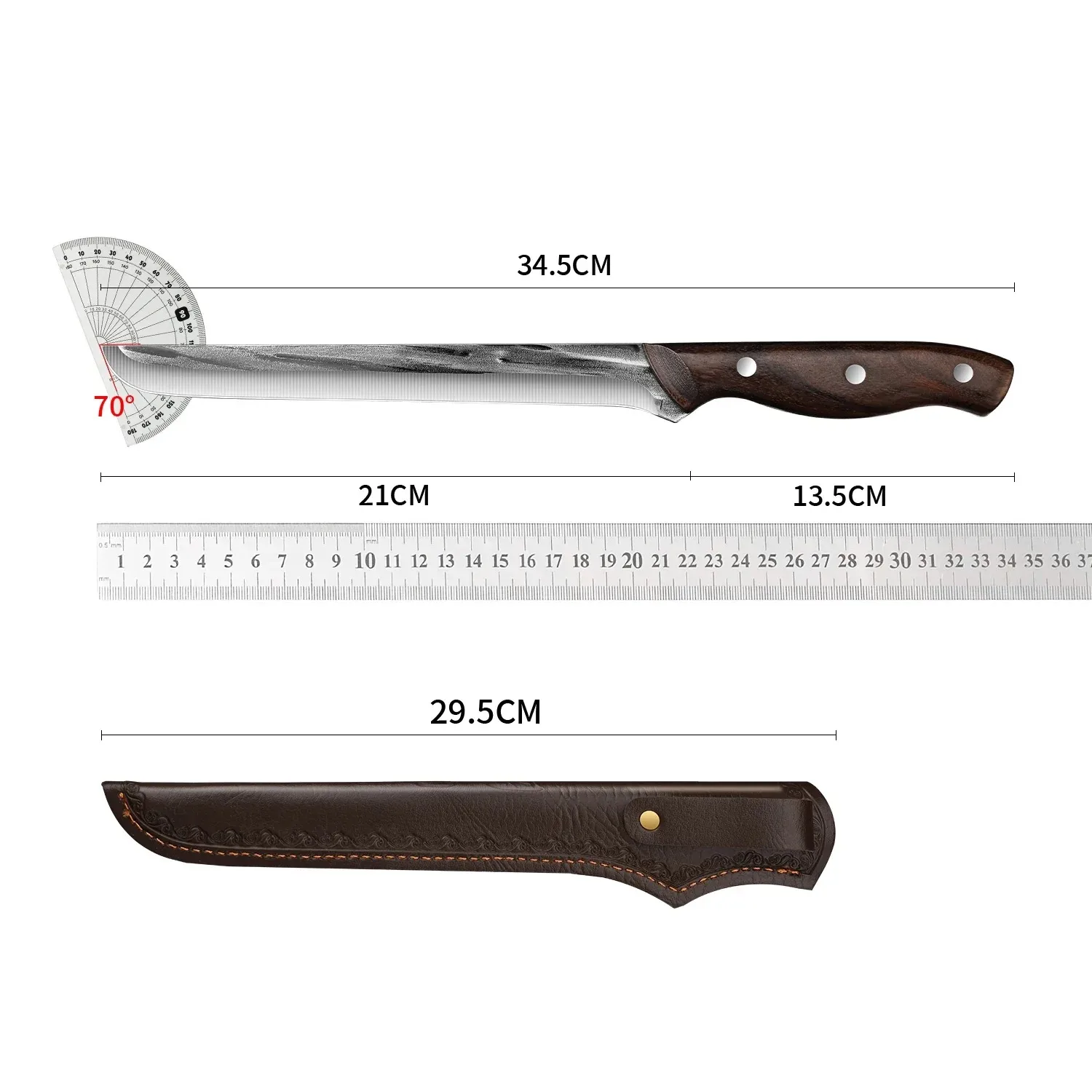 Forged multifunctional kitchen knife household fruit shaving boning meat cutting high-grade with sheath ham knife TB9195