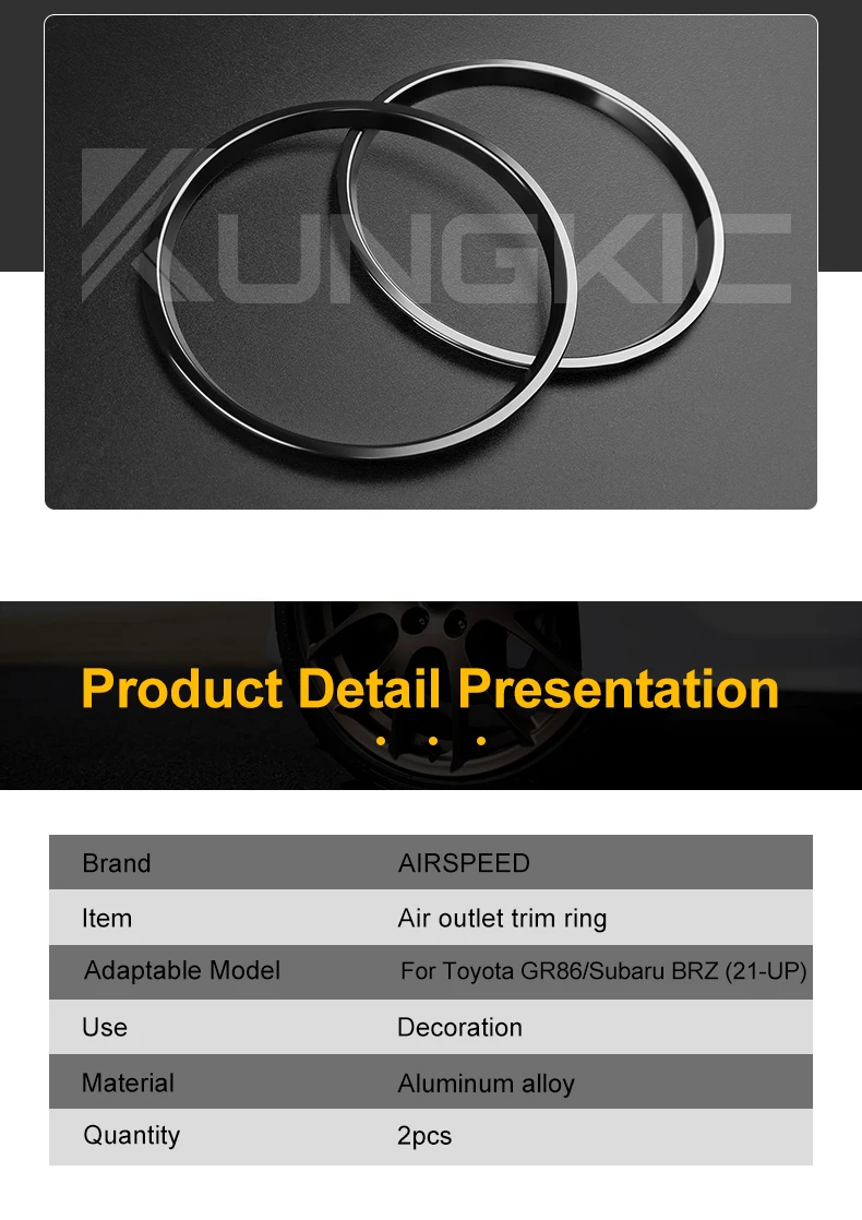 Für Subaru BRZ/Toyota GR86 2021 2022 2023 2024 AC-Lüftungsabdeckung, Innen- und Außenring, Ersatzzubehör – Detail 9