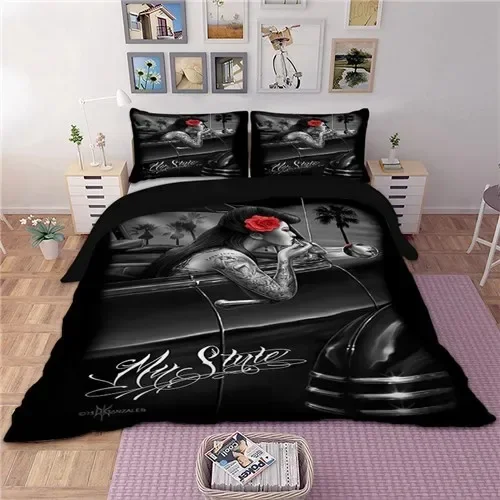 

Sexy Beauty Skeleton Girl Comfortable Duvet Quilt Cover Pillowcase Bedding Set Children Bedroom Decoration Home Textile