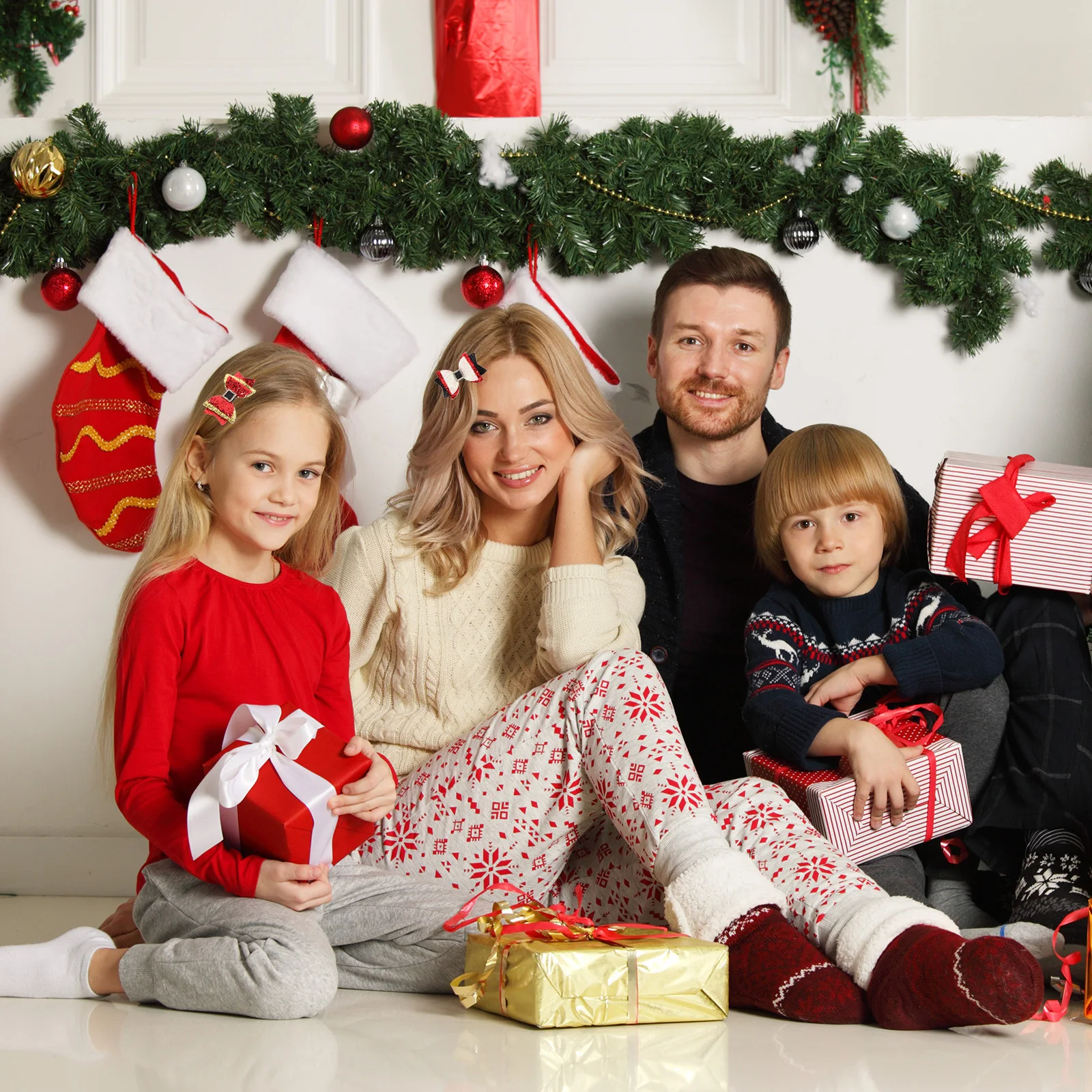 

3Pcs Butterfly Bow Hair Clip Barrette Christmas Hairpin Set Elegant Diamond-Encrusted Bows for Ceremony Birthday New Year