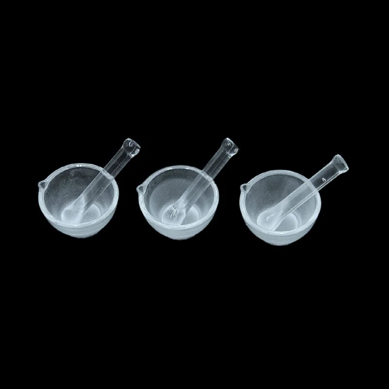 Glass Mortar and Pestle Set 60 90 120 Mm Lab Grinding Bowl for Science Classroom Chemistry Herbal Prep