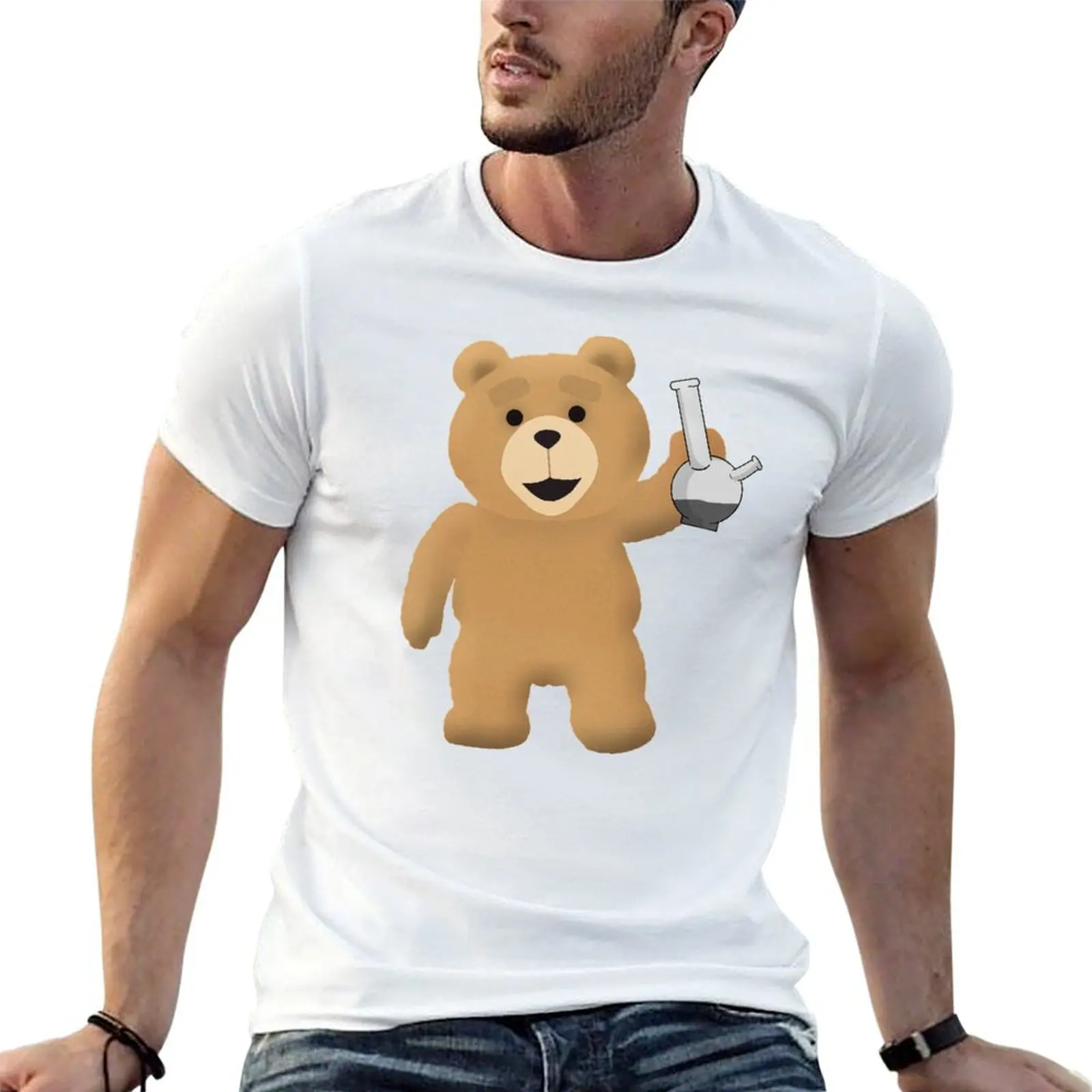 

Ted with bong T-Shirt man t shirt summer t shirts for man pack cotton t shirt men 100% cotton luxury brand T-Shirt