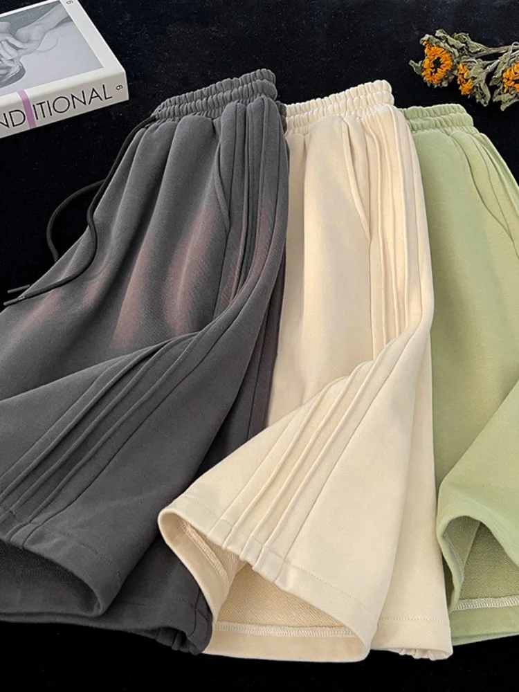 

Мужские летние тонкие повседневные брюки-капри американского стиля, широкие, свободные, спортивные, больших размеров