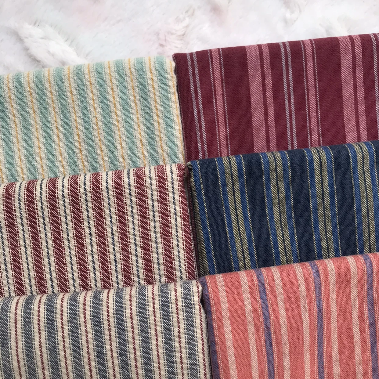 Stripe 6Colors Japanese Yarn-dyed Fabric DIY Handmade Patchwork Fabric 100% Cotton Cloth Bundle 50*70cm