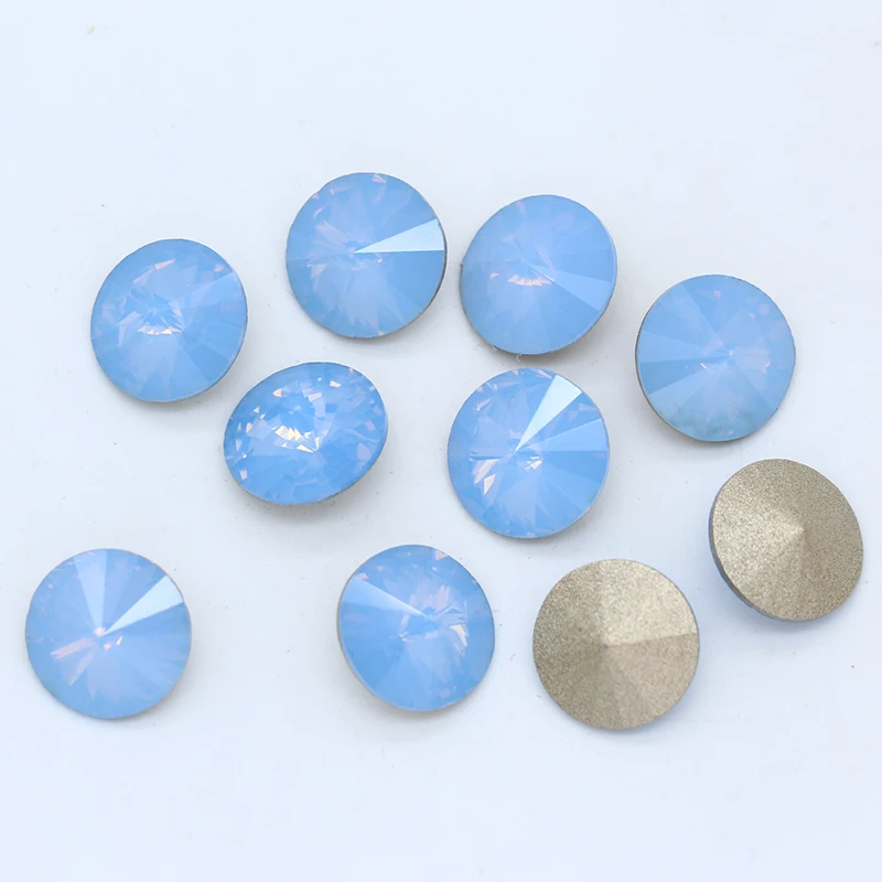 8-18mm opal color point back faceted Fancy stone round rivoli foiled crystal rhinestone Nail Art Decoration Jewelry making Beads