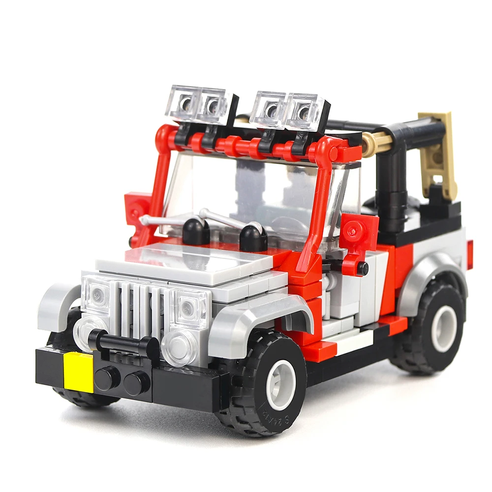 MOC-25912 Jurassic-Park Car World  Jeeps-Anti-Aircraft Bricks Building Block Vehicle Explorer Soldier Toys For Kids Gifts