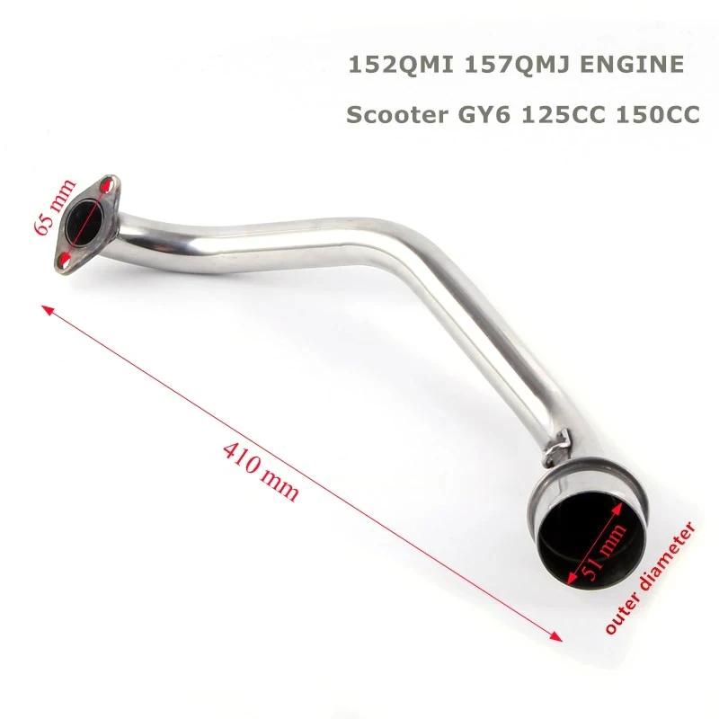 Motorbike Modified Contact Pipe GY6 125 150cc Scooter Motorcycle Exhaust Muffler Contact Pipe 152qmi 157qmj GY6 Engine