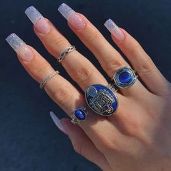 The Vampire Diaries Rings Elena Gilbert Daylight Rings Vintage Crystal Ring With Blue Lapis Fashion Movies Jewelry Cosplay