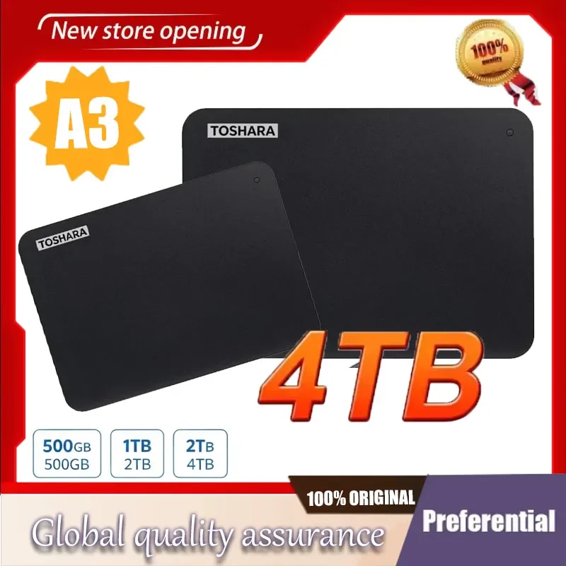 A3 Upgrade Black Canvio Base External Hard Drive 500GB 1TB 2TB USB 3.0 Mechanical Disco Rigido Preto for Desktop Laptop