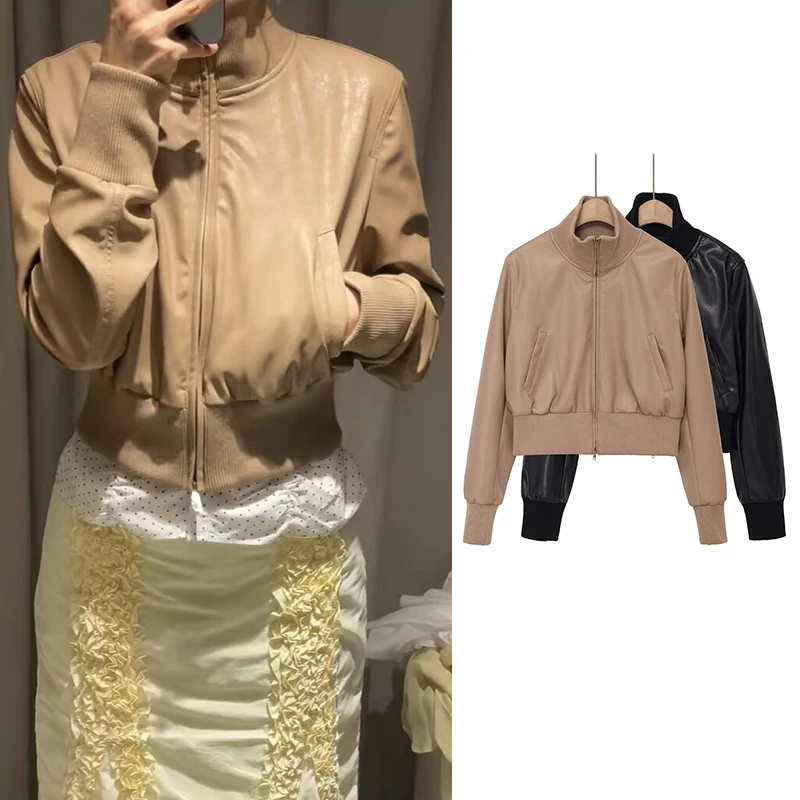 Jackets Women's 2026 New Leather Coats Spring Fashion Slim Elegant Women's Warm Jackets Blouse Street Chic Youth Travel Coats