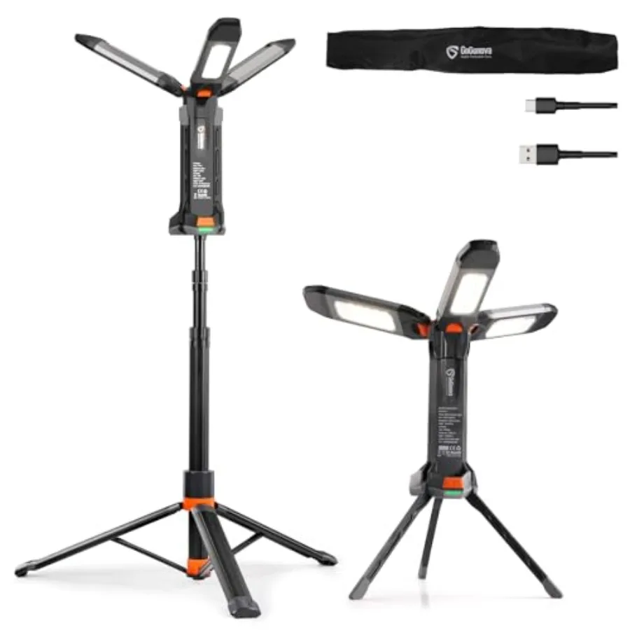 

Перезаряжаемый рабочий фонарь 2026 с подставкой, 4-в-1, беспроводной, для кемпинга, 700/1200/2200 люмен, 4000/6500K, диммируемый светодиодный рабочий светильник