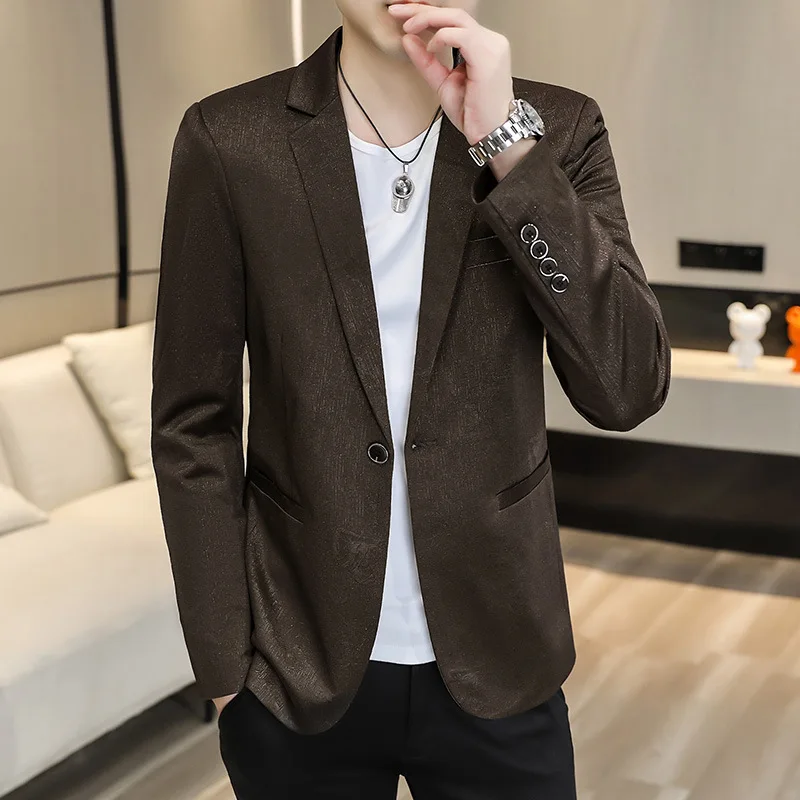 HOO 2023 Men's Autumn New Casual Jacquard blazer  Youth Leisure   blazer