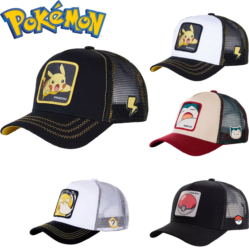 

Pokemon High Quality Embroidery Baseball Cap Adjustable 55-60cm Outdoor Sun Protection Cartoon Hat Pikachu Anime Cap Gifts