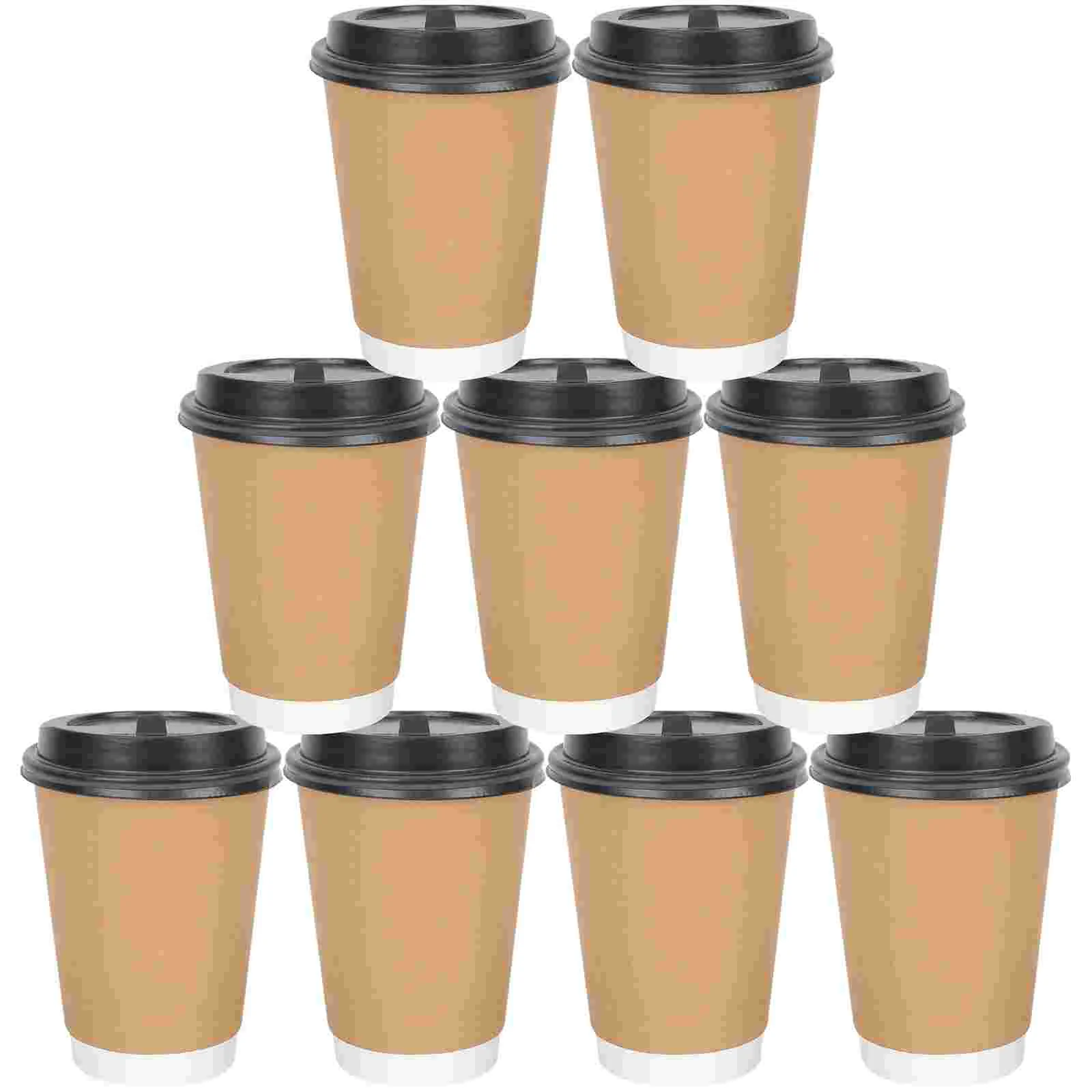 50 Pcs Cups Cardboard Disposable with Lids 1000 Paper for Parties Portable Beverage Drink Outdoor Coffee Milk Plastic