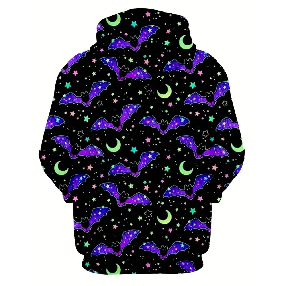 هوديس عصرية جديدة للرجال والنساء، تصميم بنمط اليقطين الخفافيش للهالوين مطبوع ثلاثي الأبعاد، هوديي للارتداء اليومي مع جيوب #4